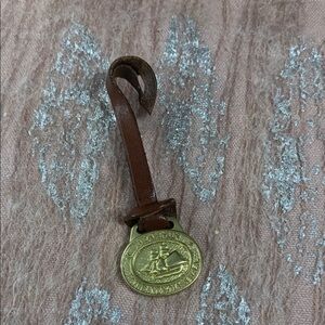 Brahmin Leather Bag Charm with Gold Medallion